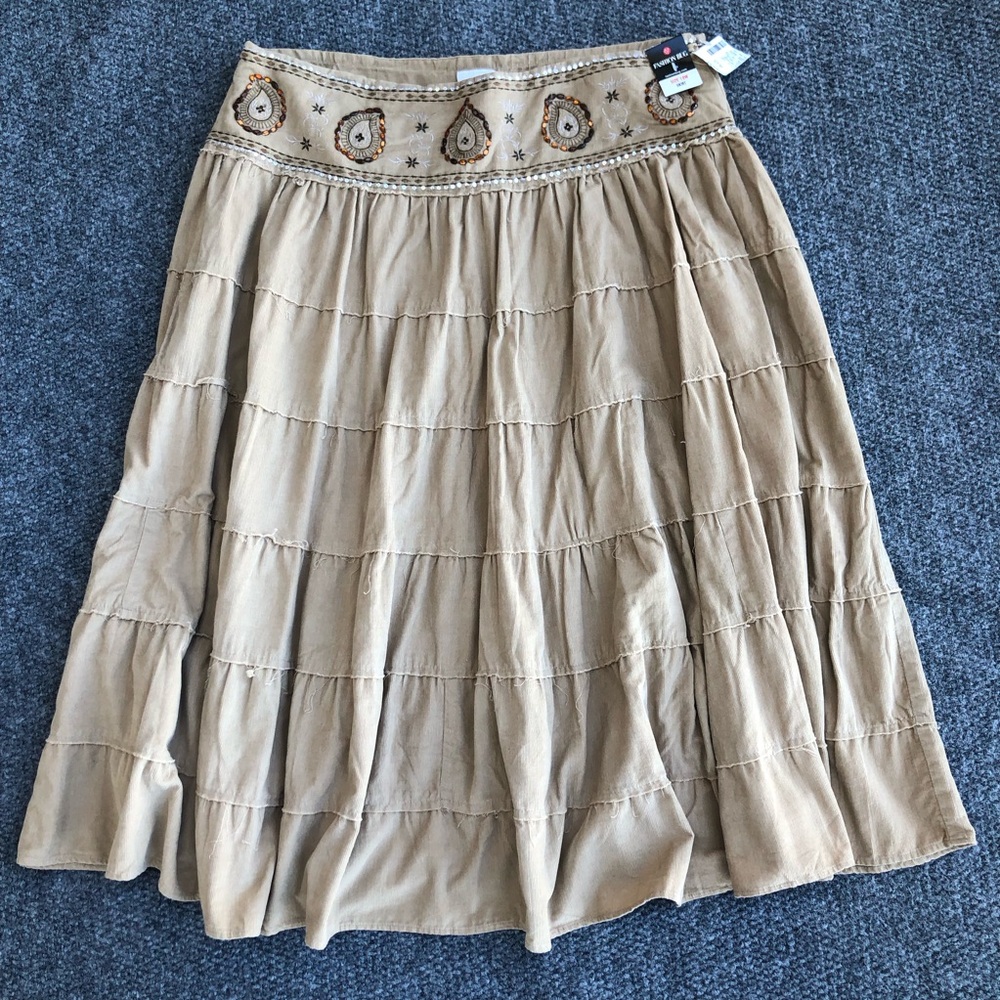 Fashion Bug corduroy tiered embroidered skirt size 18W